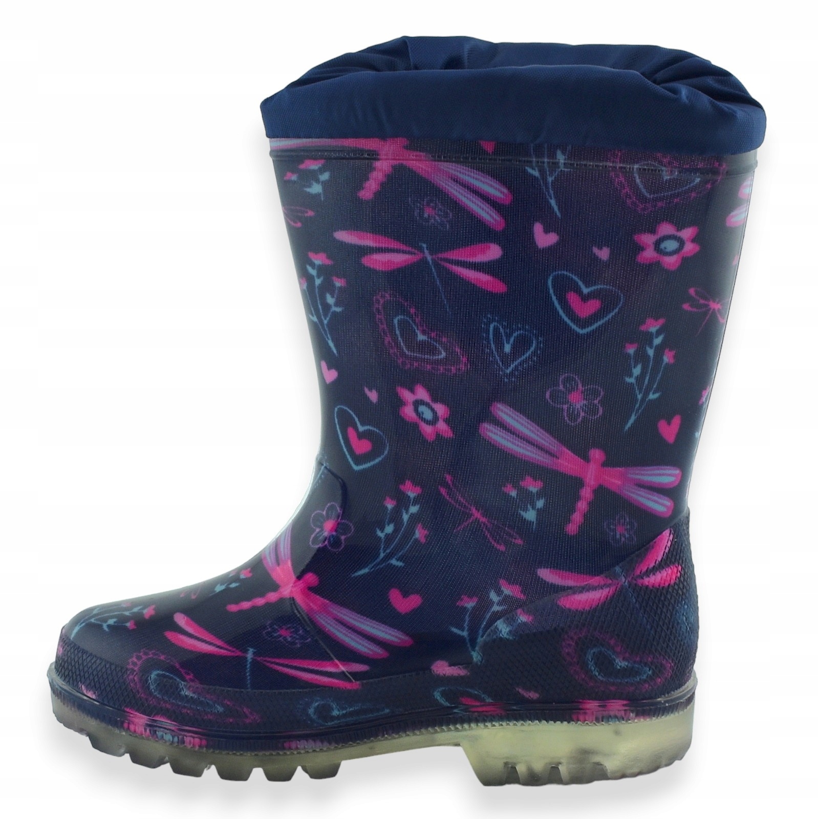 Kalosze dziewczęce PVC ze ściągaczem granatowe z ważką Wojtyłko 5056G r.24 Płeć dziewczynki
