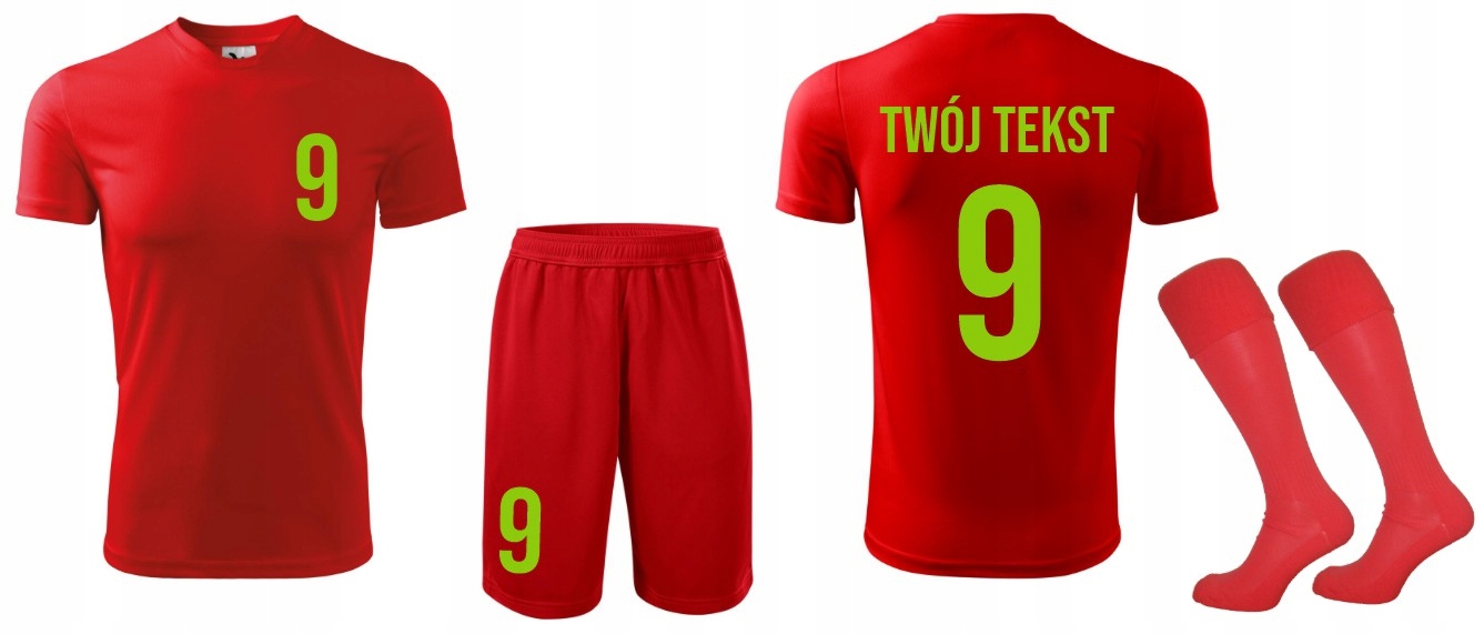 STRÓJ PIŁKARSKI Z WŁASNYM NADRUKIEM NAPISEM (L) KOMPLET SPORTOWY