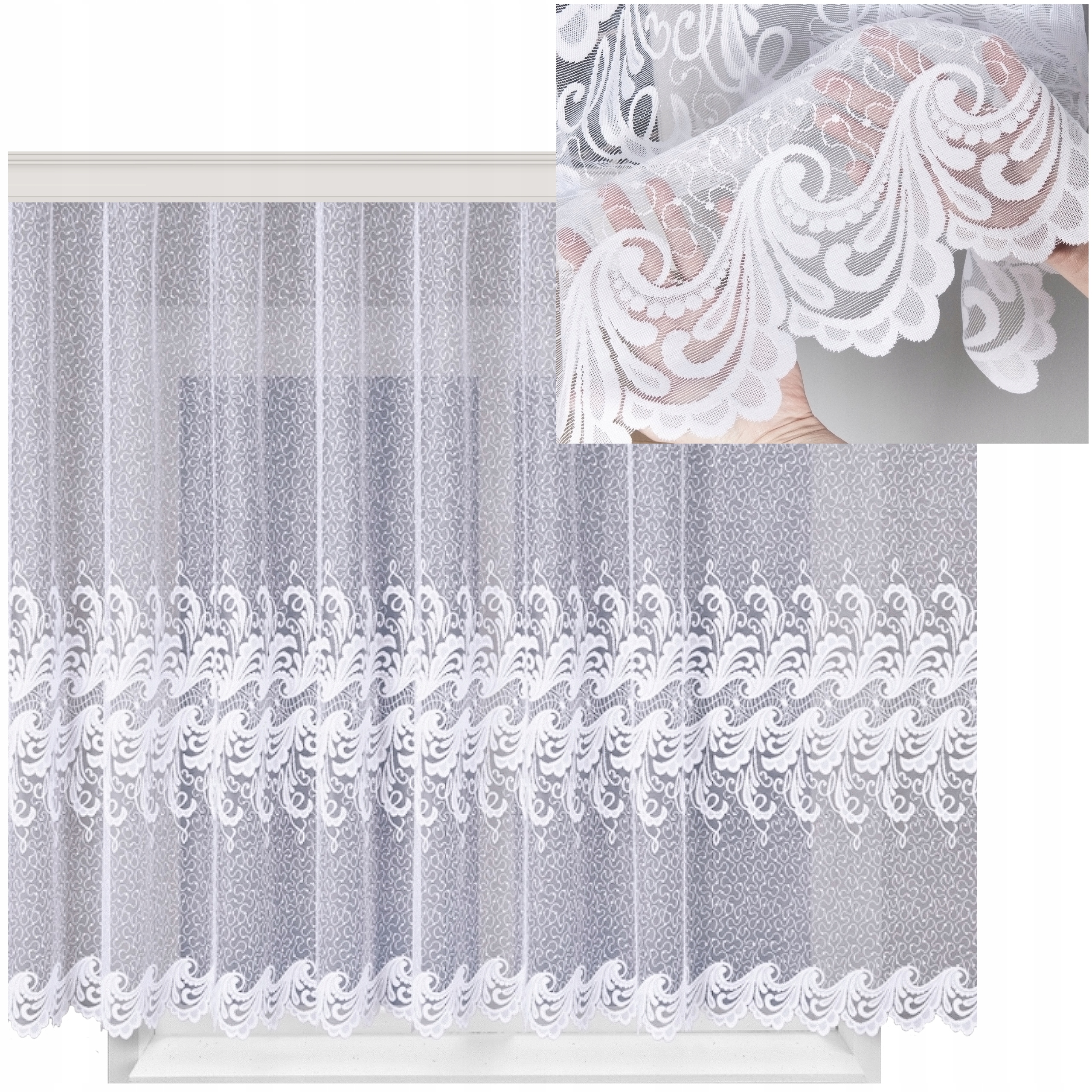 Hotová Záclona Bílá Žakárová Na Pásku Bez Žehlení 550x150 do Pokoje