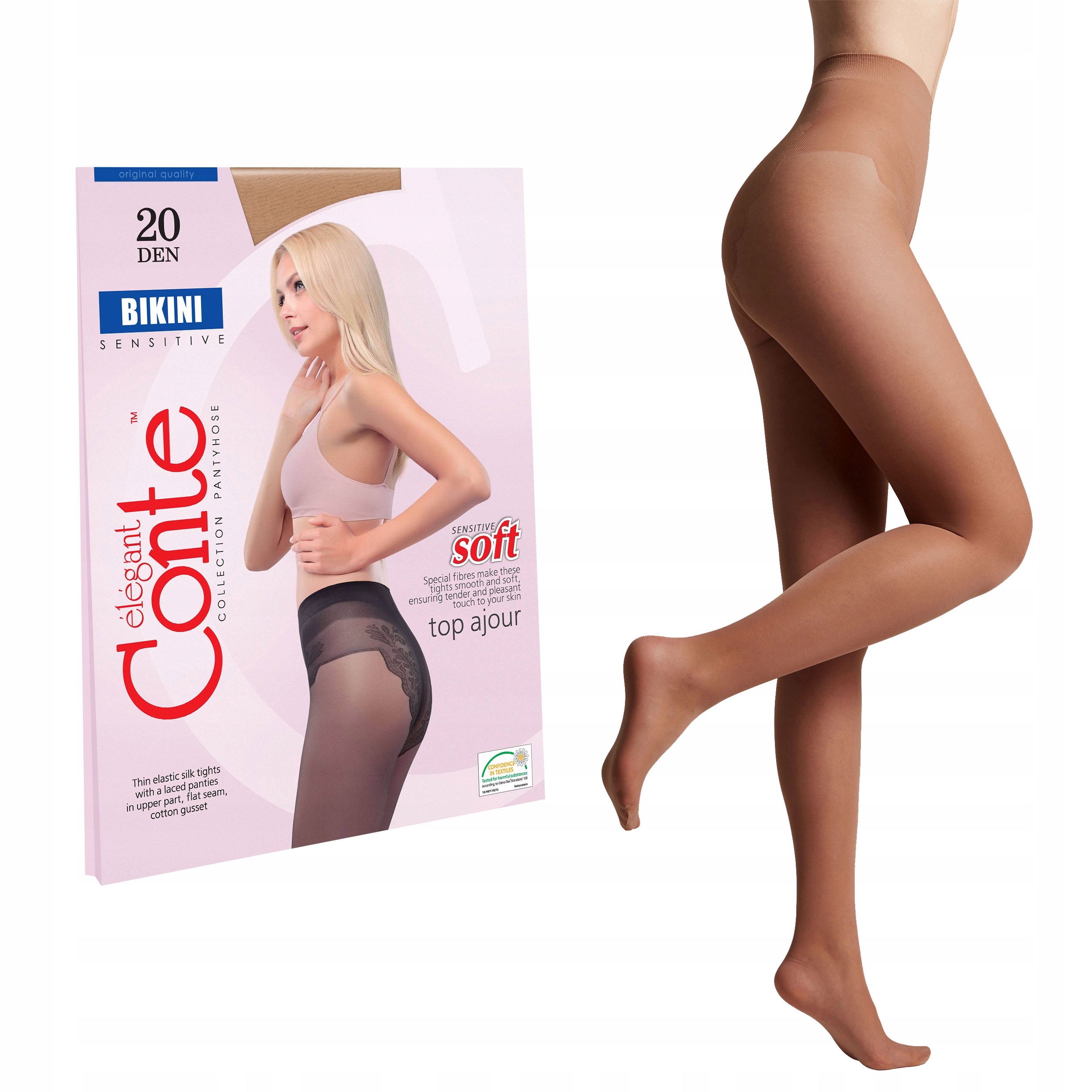 

Jedwabiste rajstopy z ażurowymi majtkami Bikini 20