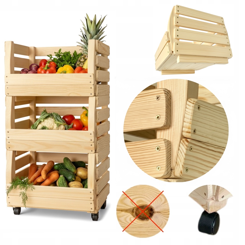 Krabice Regál na zeleninu a ovoce Organizér Kuchyňský vozík Spižírny