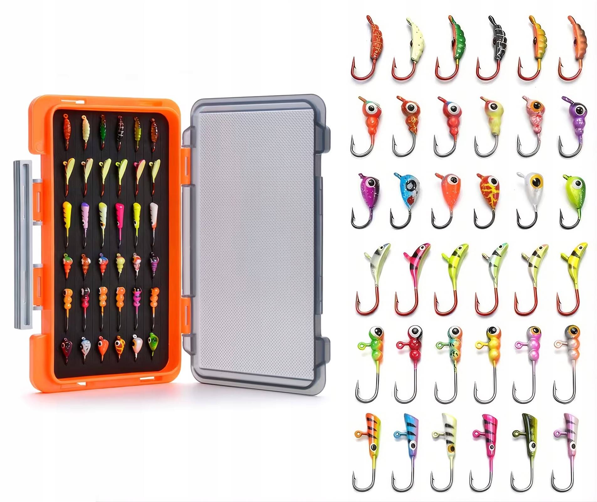 Kolorowa Mormyszka Zestaw mormyszek podlodoych Ice 36 sztuk pudełko mix