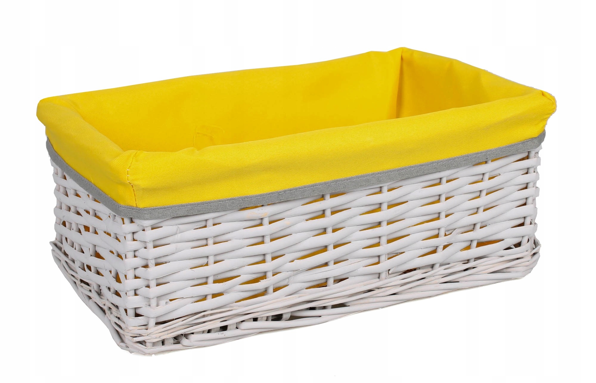 WIKLINOWY SZARY KOSZYK Z MATERIAŁEM 37x24x15h cm