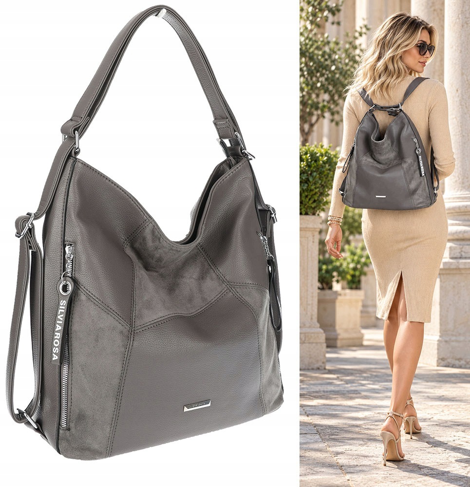 Dámská kabelka Batoh Shopper na rameno Taška 2v1 Prostorná taška SR009 Taupe