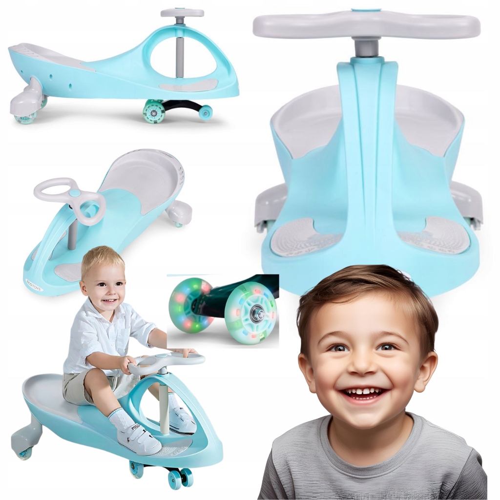 Jeździk Grawitacyjny Auto Pchacz Pojazd Kółka Led Dla Dzieci Niebieski