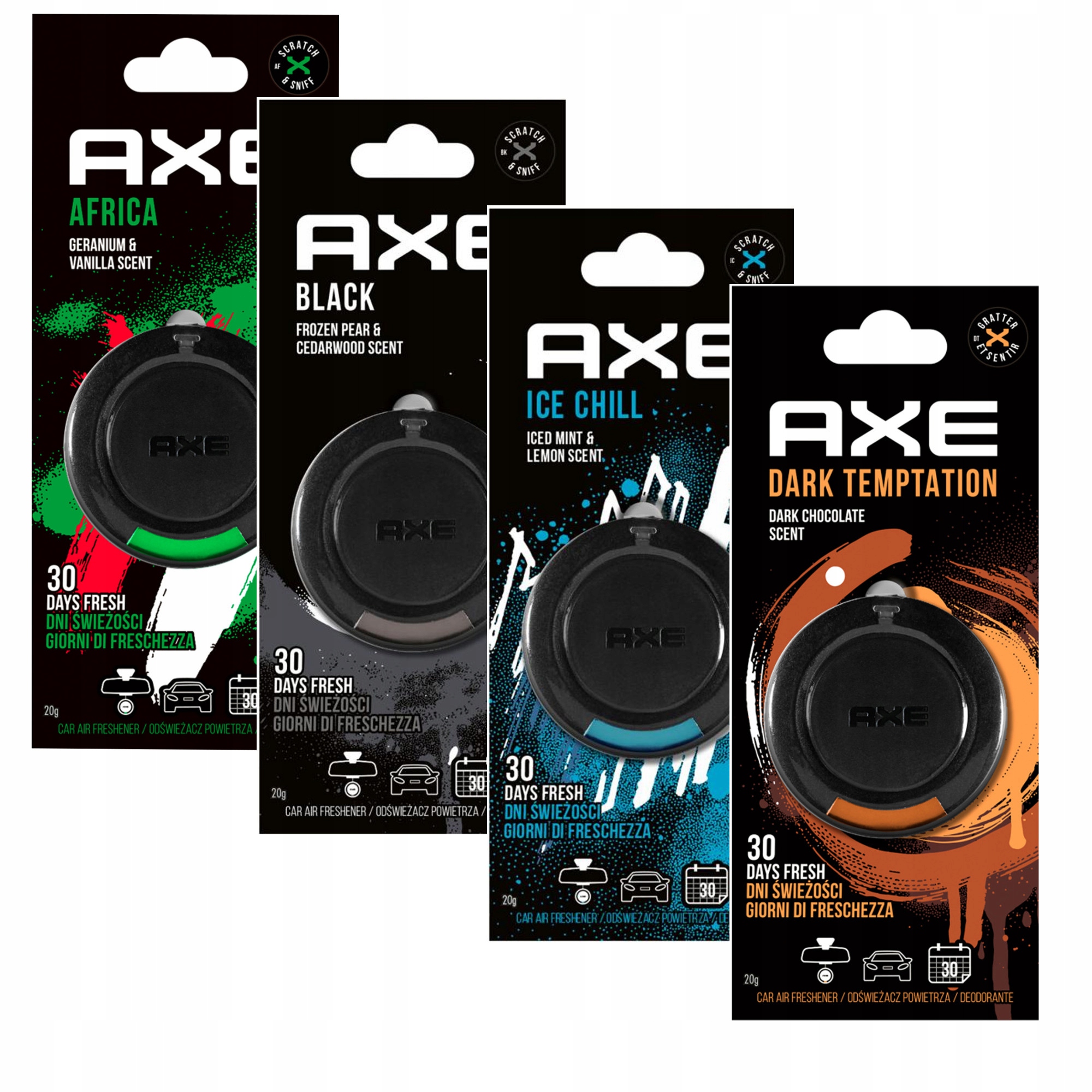 

Axe Zestaw 4 Zawieszek Zapachowych 3D Hanging