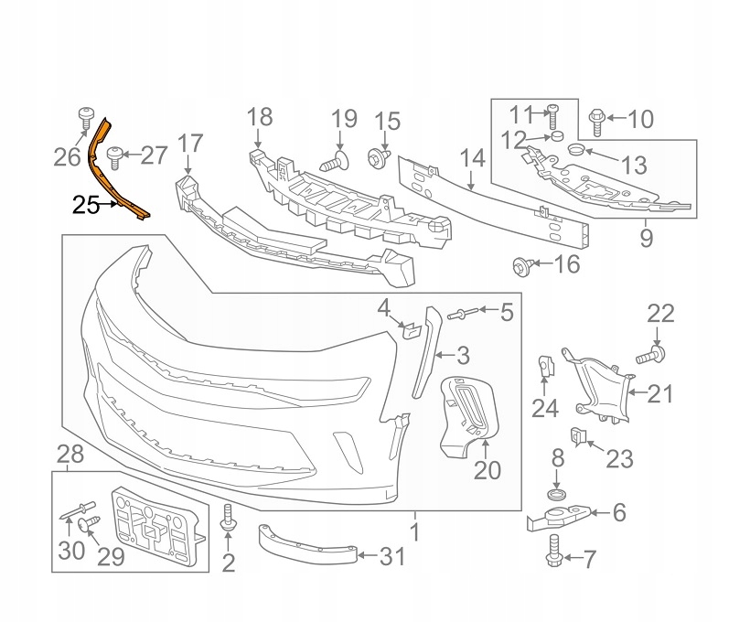 LISTWA ZDERZAKA LEWA CHEVROLET CAMARO ZL1 2016- Numer katalogowy części 84145778