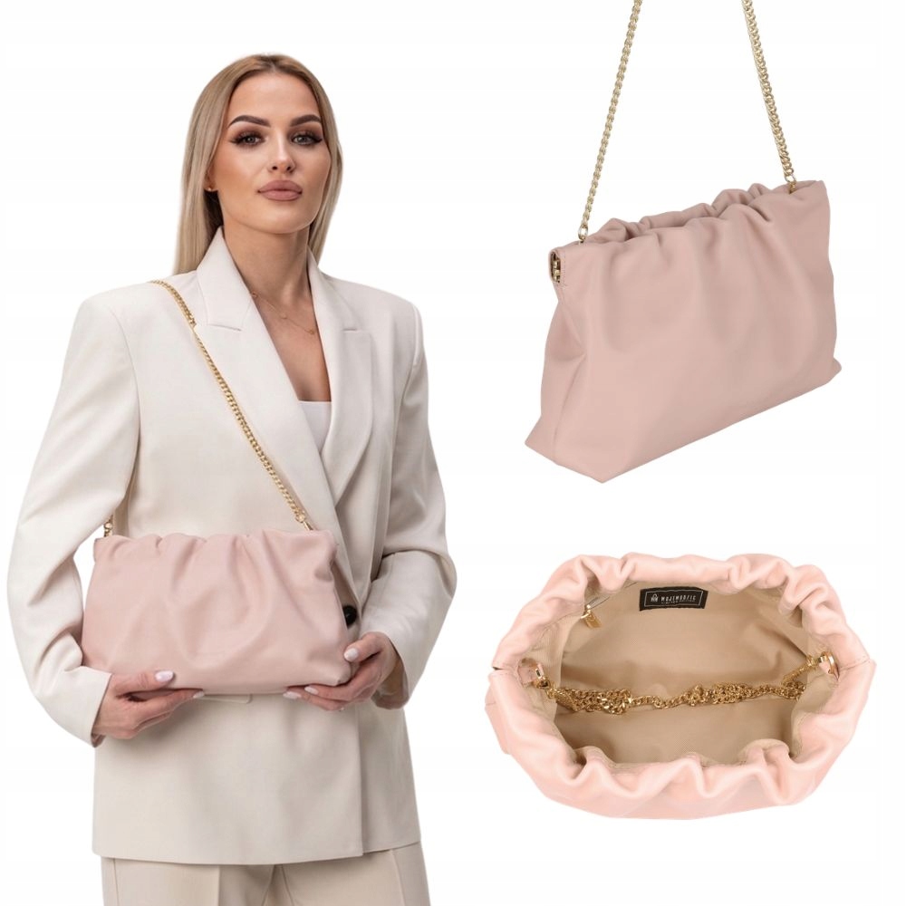 Wojewodzic pudrová dámská kožená kabelka na řetízku elegantní