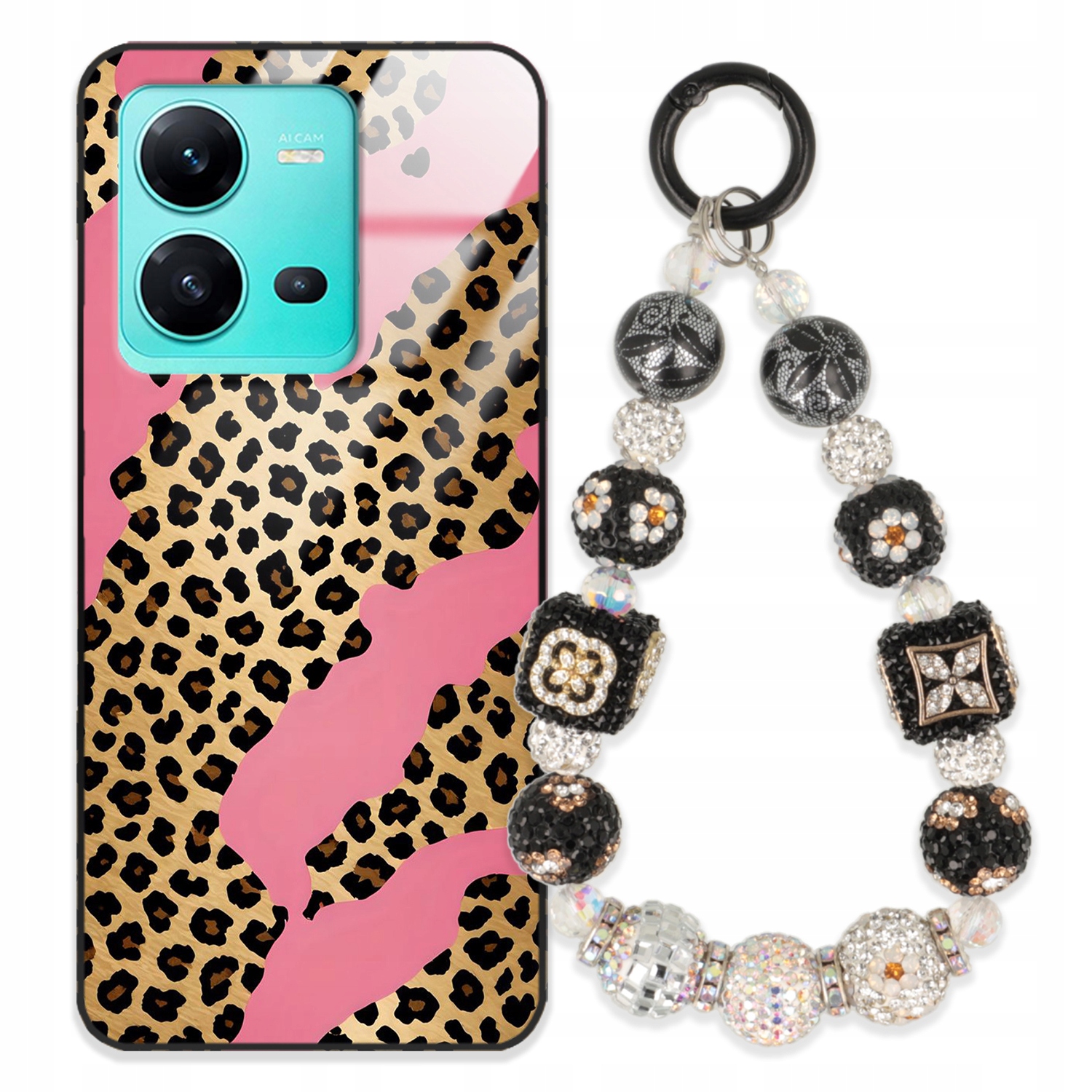 Puzdro Na Vivo V25 5G Case Glass Kľúčenka Elegantné Prémiové Vzory Puzdra