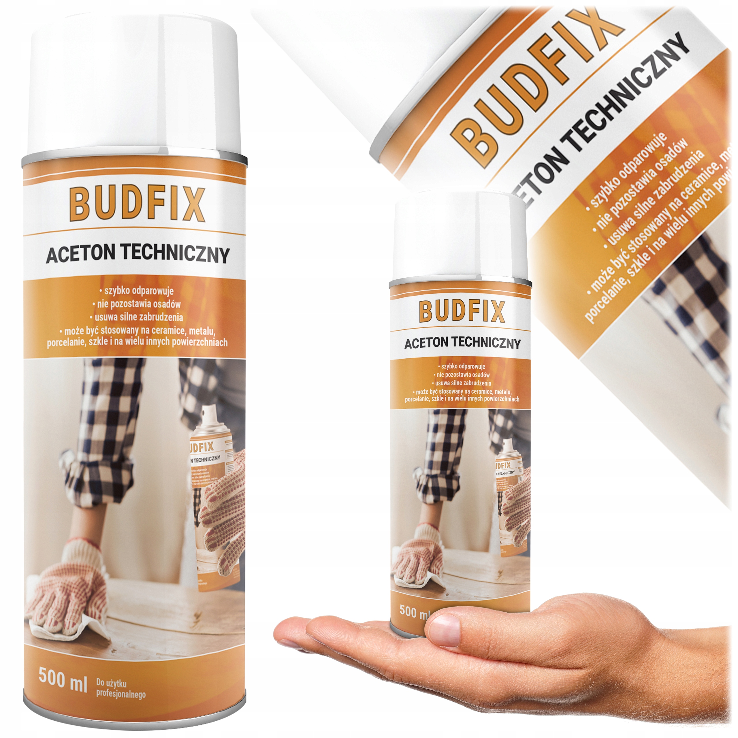 Aceton Techniczny Rozpuszczalnik Zmywacz Kleju Lakieru Farby Spray 500ml