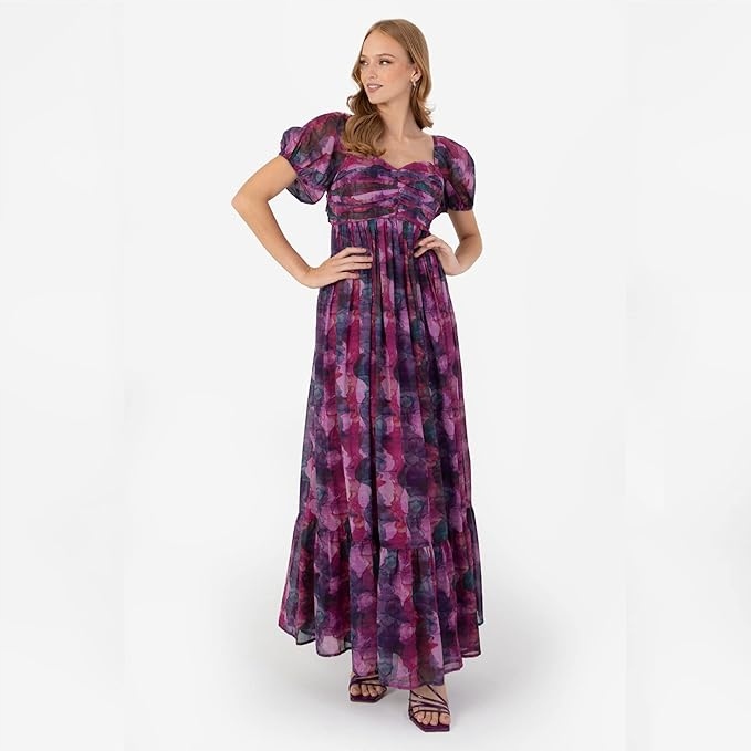 Anaya Šaty MIDI Vzor Květiny Bufki Plus Size 52 7AA