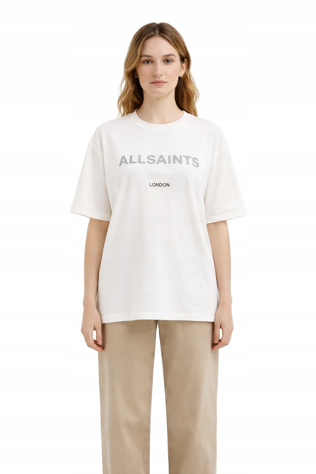 Allsaints Bílé Bavlněné Tričko S Potiskem S Potiskem