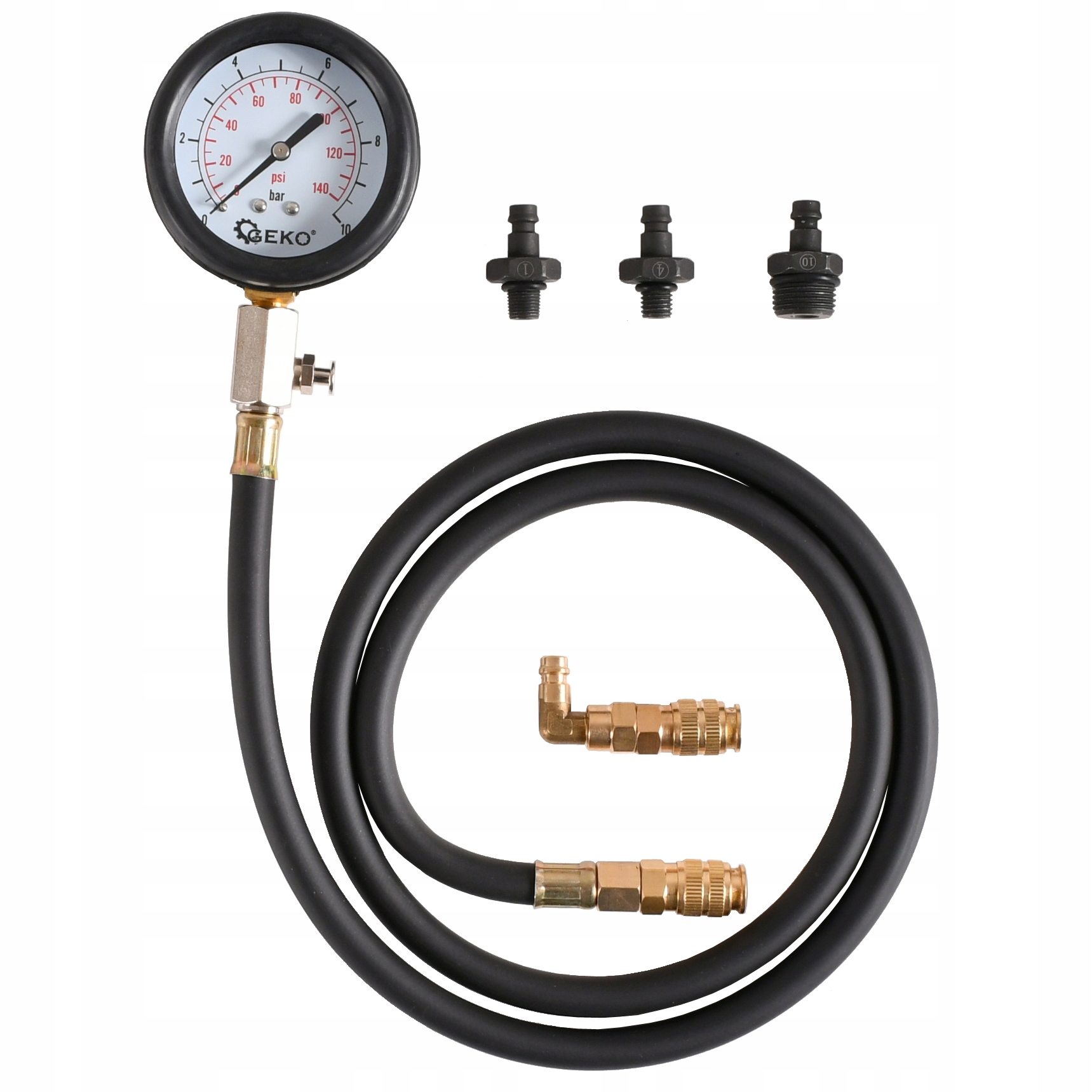 TESTER PRÓBNIK MANOMETR MIERNIK CIŚNIENIA OLEJU + ADAPTERY Marka Geko