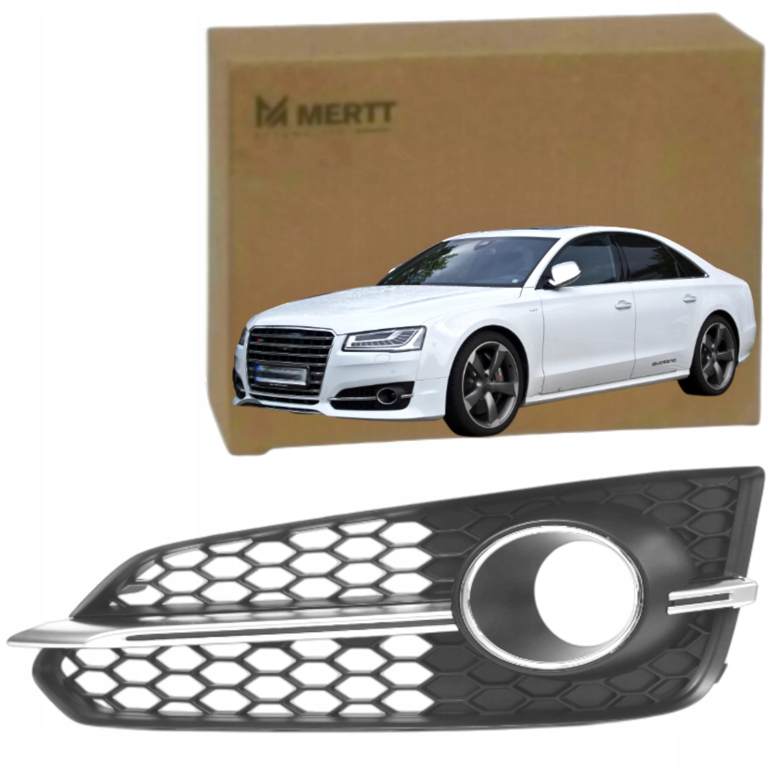 Audi A8 D4 S8 Lift 2013- Mřížka Nárazníku Atrapa Chrom Levá 4H0807679AF