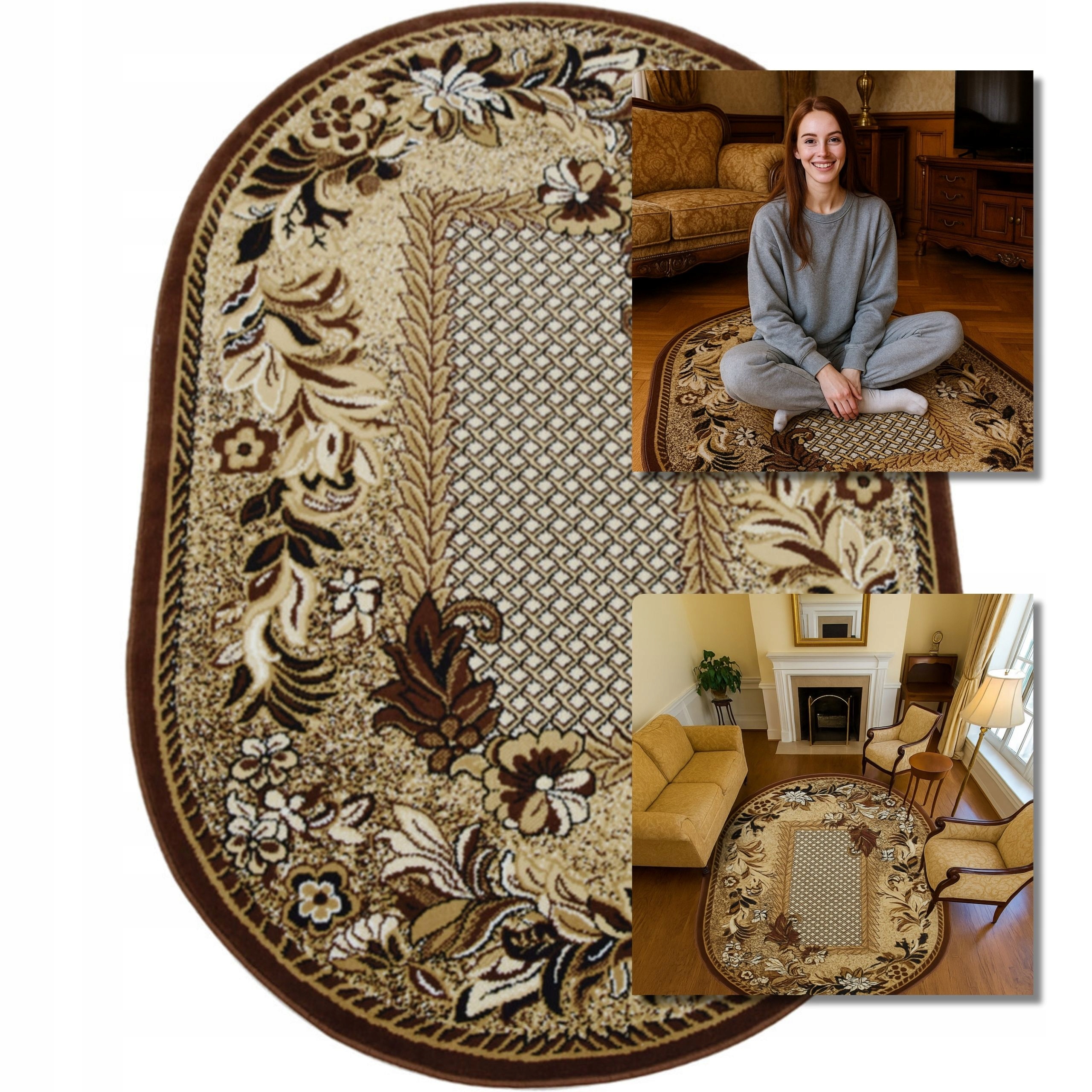 Koberec Oválný Tradiční Vintage Hnědý Ovál Venezia Do Obývacího Pokoje 160x225