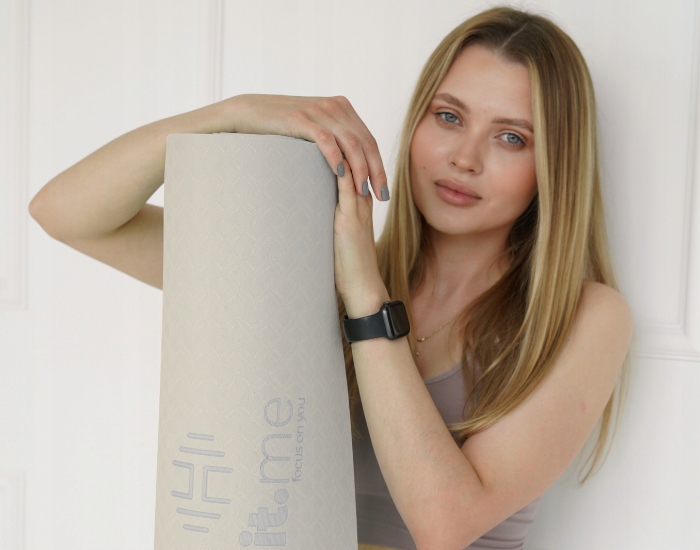 MATA DO ĆWICZEŃ JOGI PILATESU GIMNASTYCZNA TPE ANTYPOŚLIZGOWA Z UCHWYTEM Szerokość produktu 61 cm