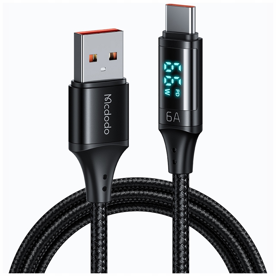 Mcdodo Kabel Z Wyświetlaczem Usb-c Szybkie Ładowanie Usb Typ C 5A 66W 1M