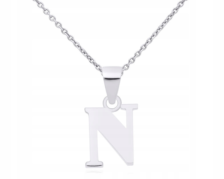 Stříbrný Řetízek s písmenem N Dámský náhrdelník Gravírování délka 55 cm ryzost 925