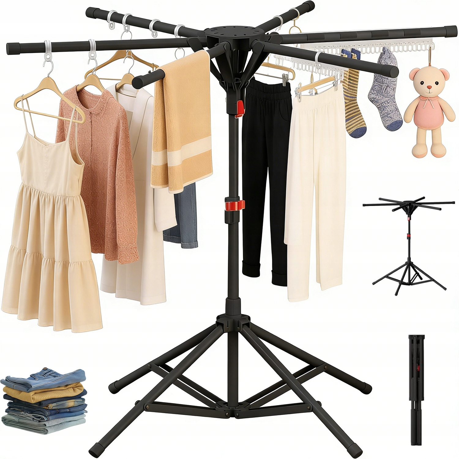 Levně Sušící Stojan Na Prádlo Se Šesti Křídly A Stabilní Základnou