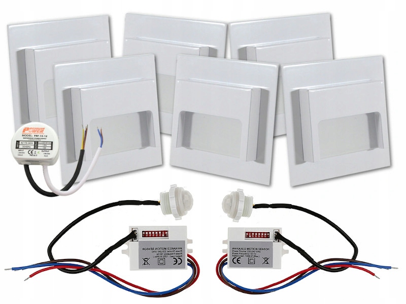 Schodišťové obruby 6 Ks senzor pohybu Napájecí adaptér