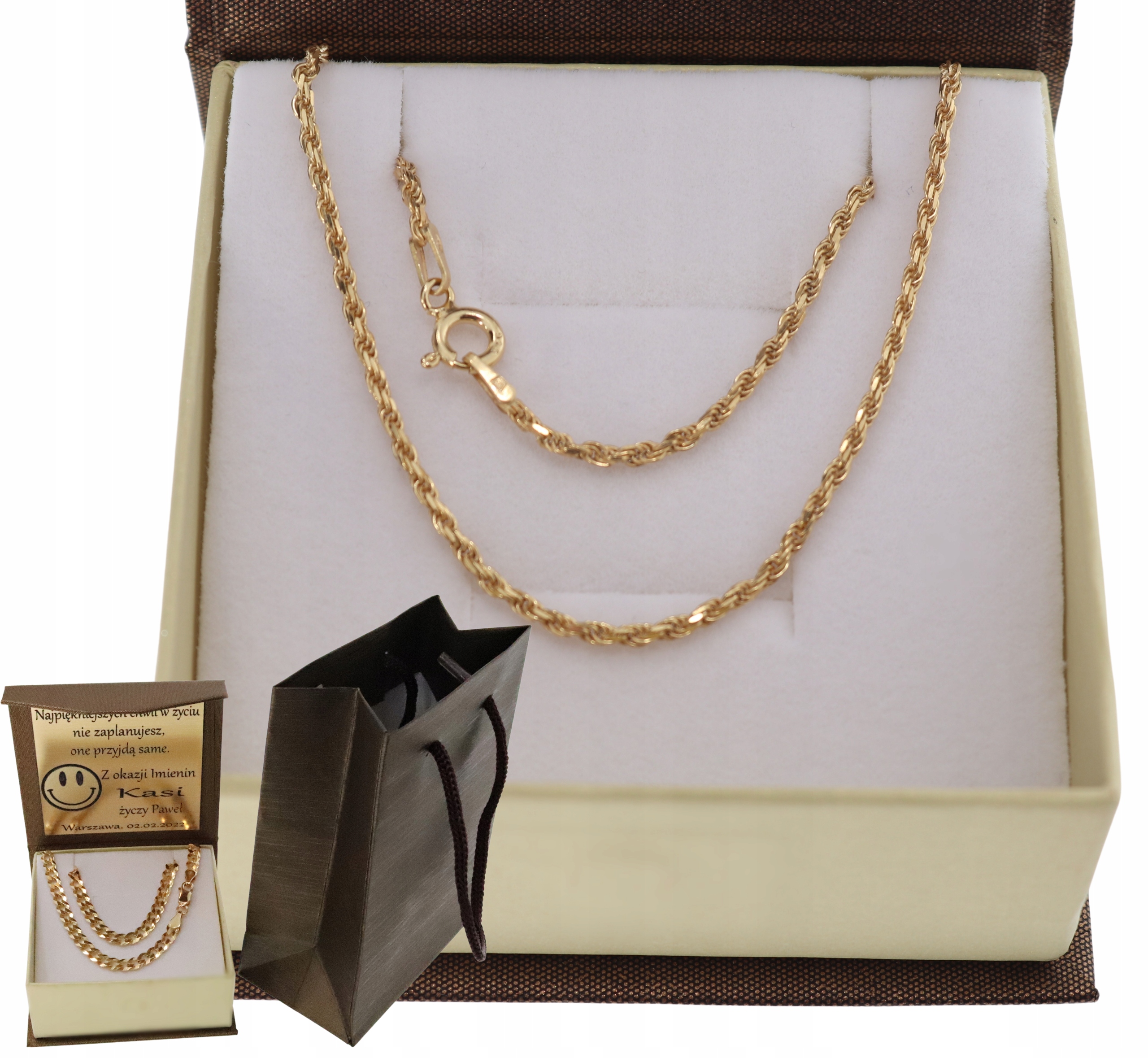 Dámský celozlatý Řetízek Kordel, Ryzost 925 585, pevná ocel Gravírování Bonus