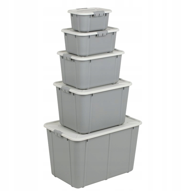 Pojemnik, pojemniki Velur - zestaw 5 pudeł szary