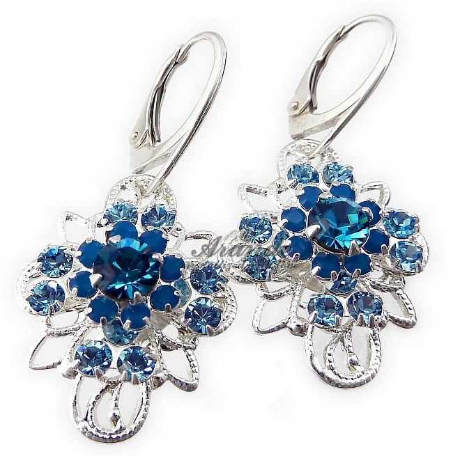 Křišťálové Náušnice Aqua Venue Stříbro Arande