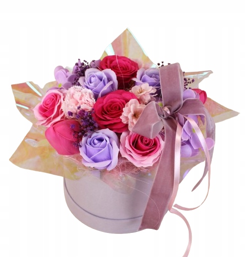 Flowerbox Mýdlové květiny ve velurové krabičce Dárek Kytice