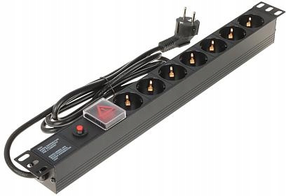 Zásuvková Lišta Rack 19" L19/7F 7 Zásuvek Schuko 1U 16A 1,8 M
