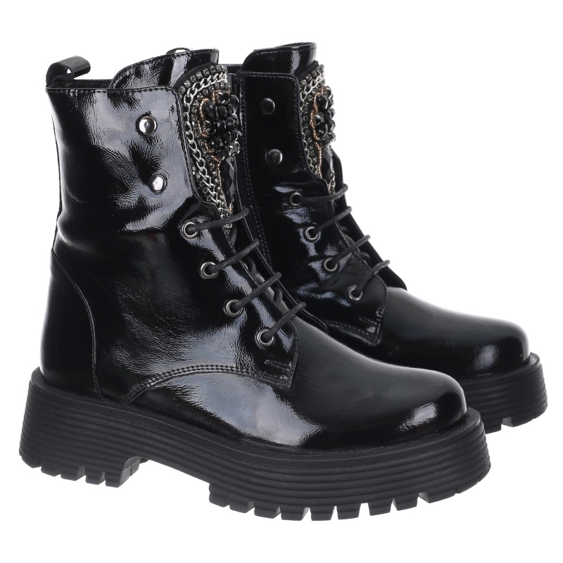 Dámské dámské kotníkové boty Bombonella 14T-316 23-35 Black Patent teplé VEL.40