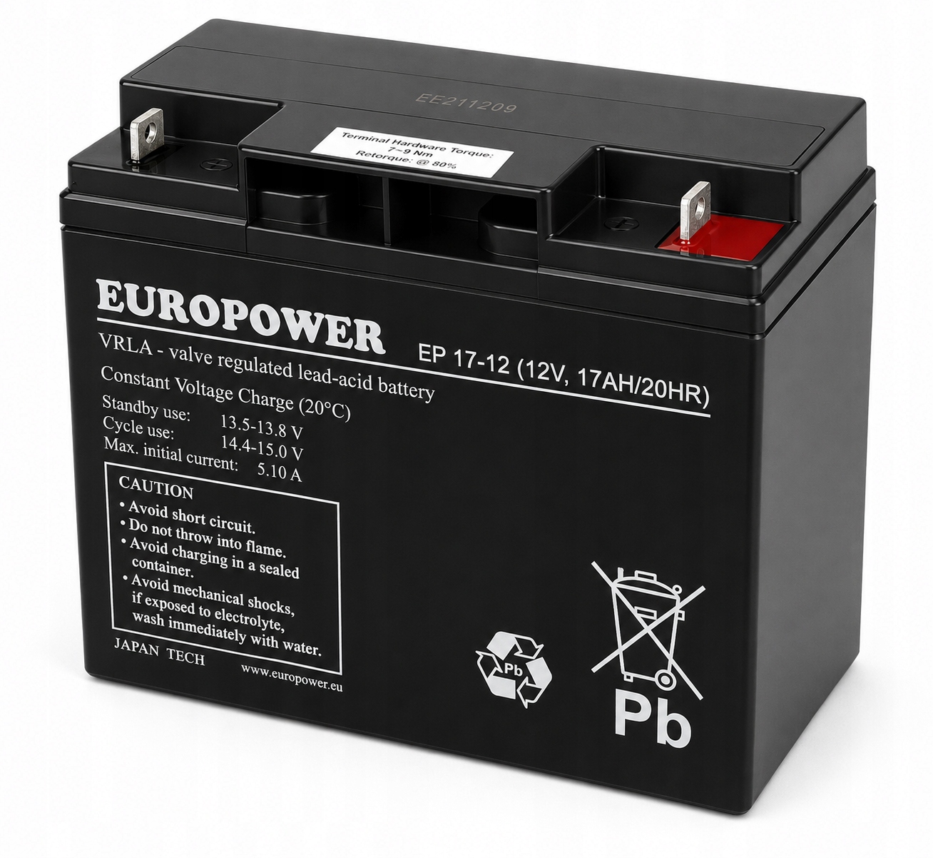 Akumulator Europower 12V 17Ah Mocna bateria przemysłowa do pracy buforowej