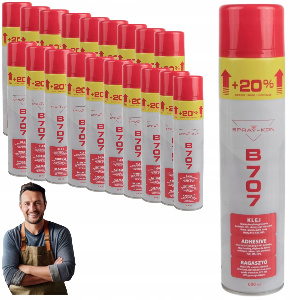 Kontaktné lepidlo v spreji Spray-kon B707 600ml 20 kusov