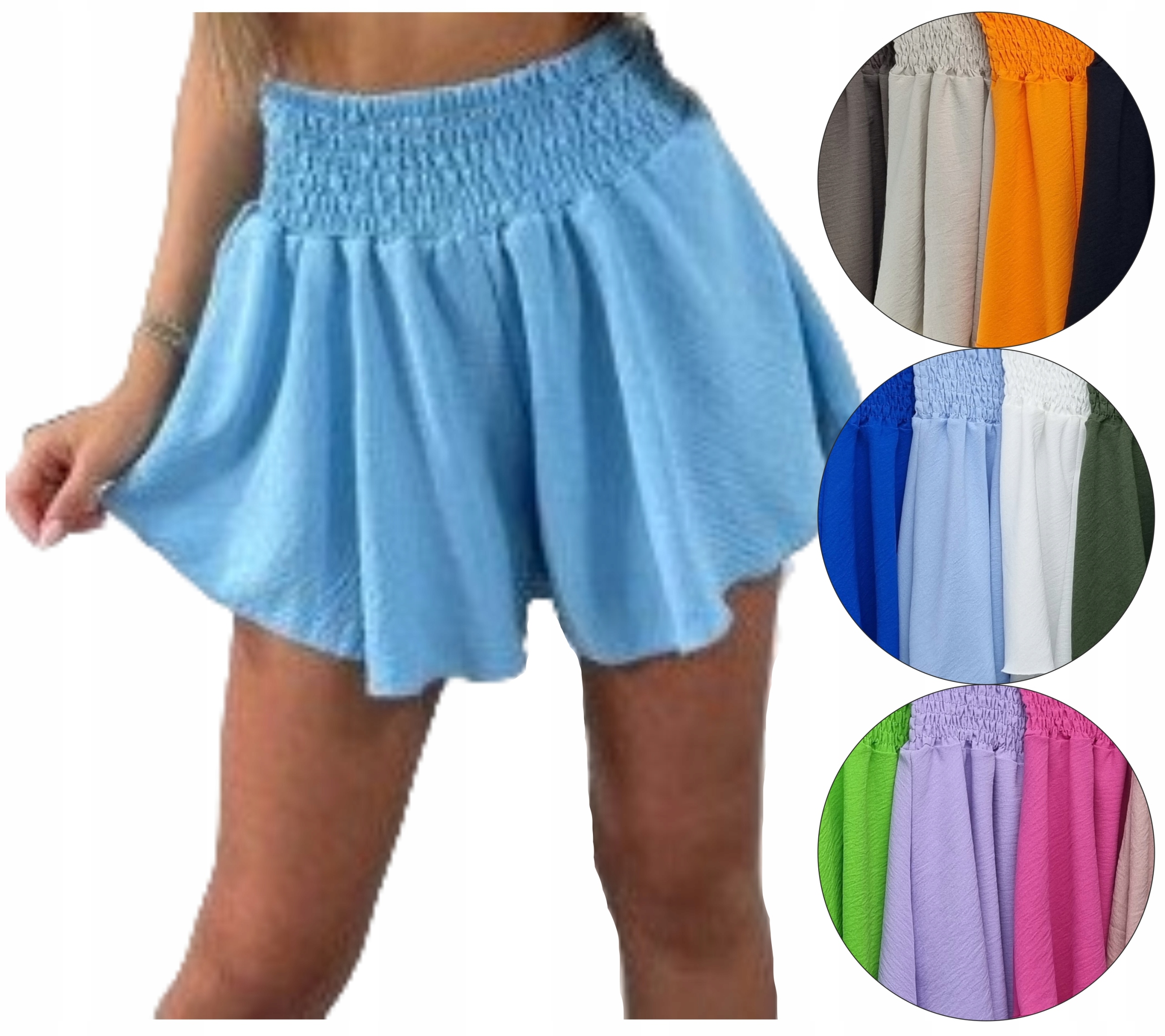 SZEROKIE luźne SPODENKI damskie SPÓDNICO SPODENKI Długość krótkie