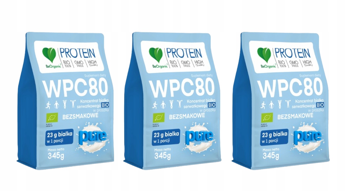 BeOrganic Wpc 3 x 80 Bio protein v prášku bez příchuti Fitness Odolnost