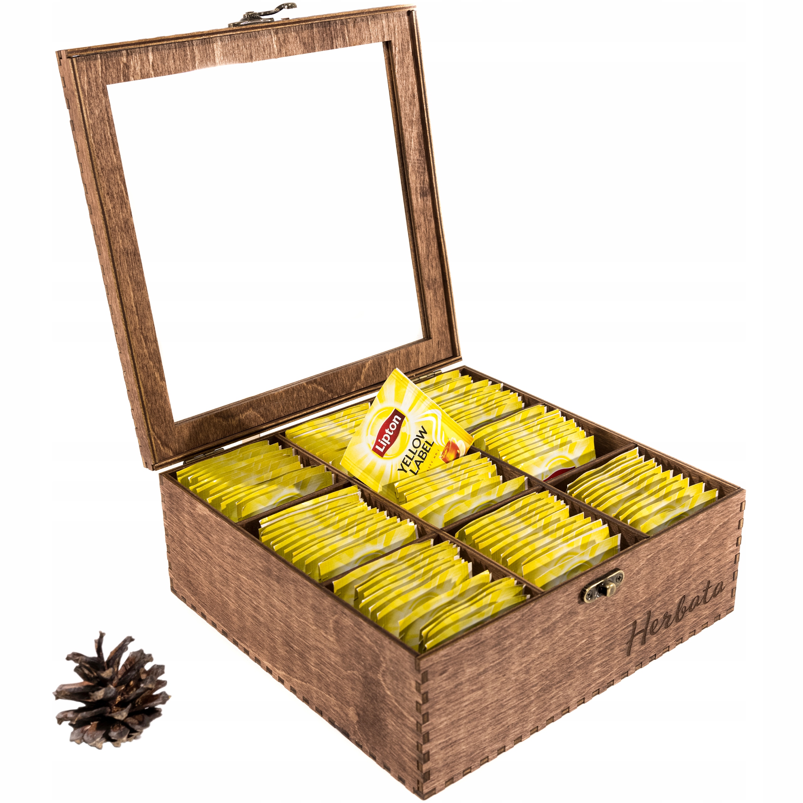 

mahoniowy Pojemnik Na Herbatę 9 przegródek