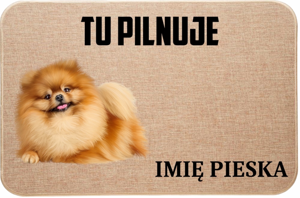 Lněný Vstupní Stěrač Zde Hlídá Jméno Miniaturní Špic Pomeranian