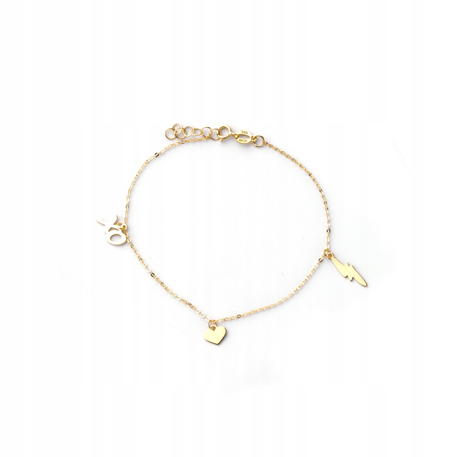 Zlatý náramek 585 Blesk Srdce