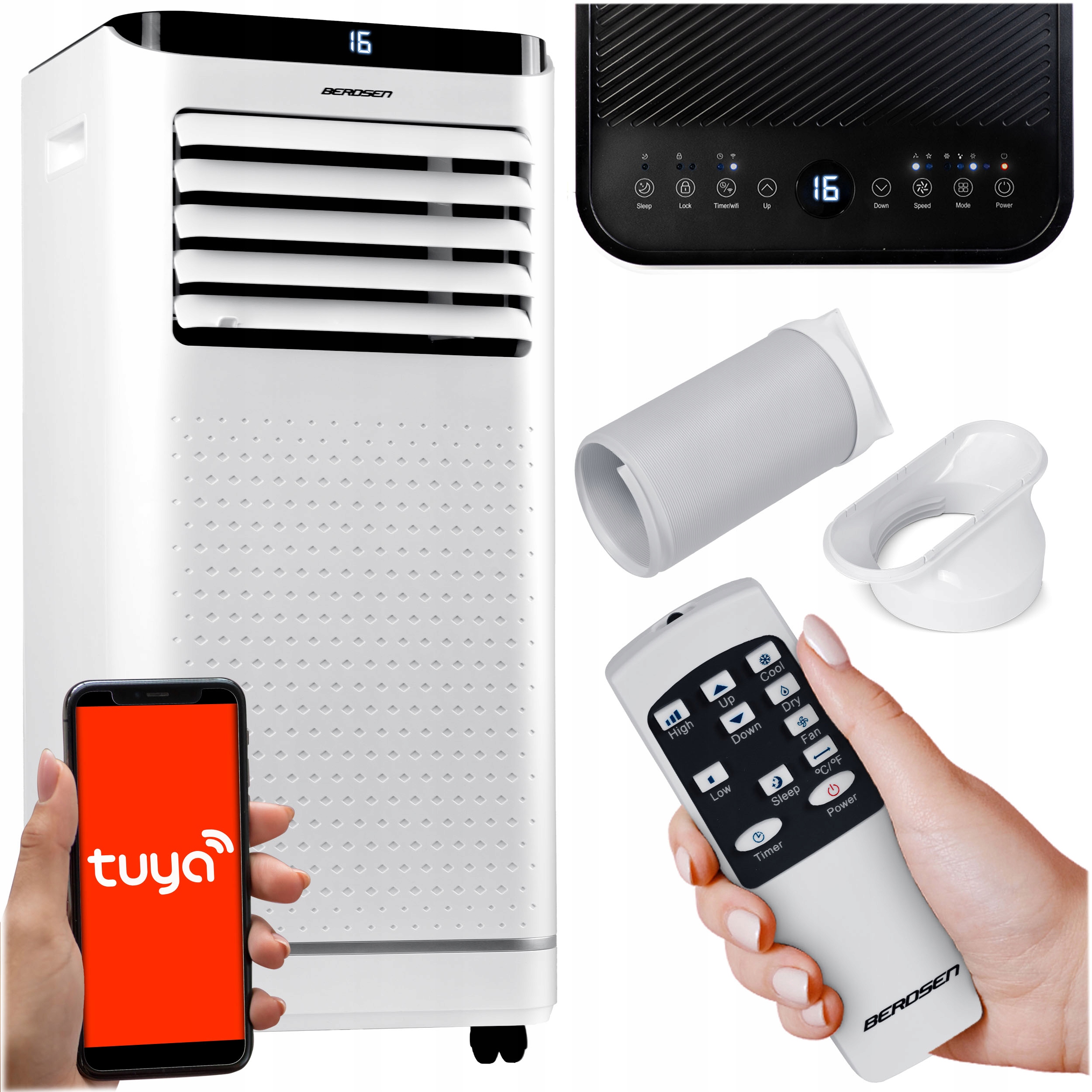 Prenosná Klimatizácia 2,6 kW 30 m2 Odvlhčovač 24 l/24 h WiFi Berdsen 9000 Btu
