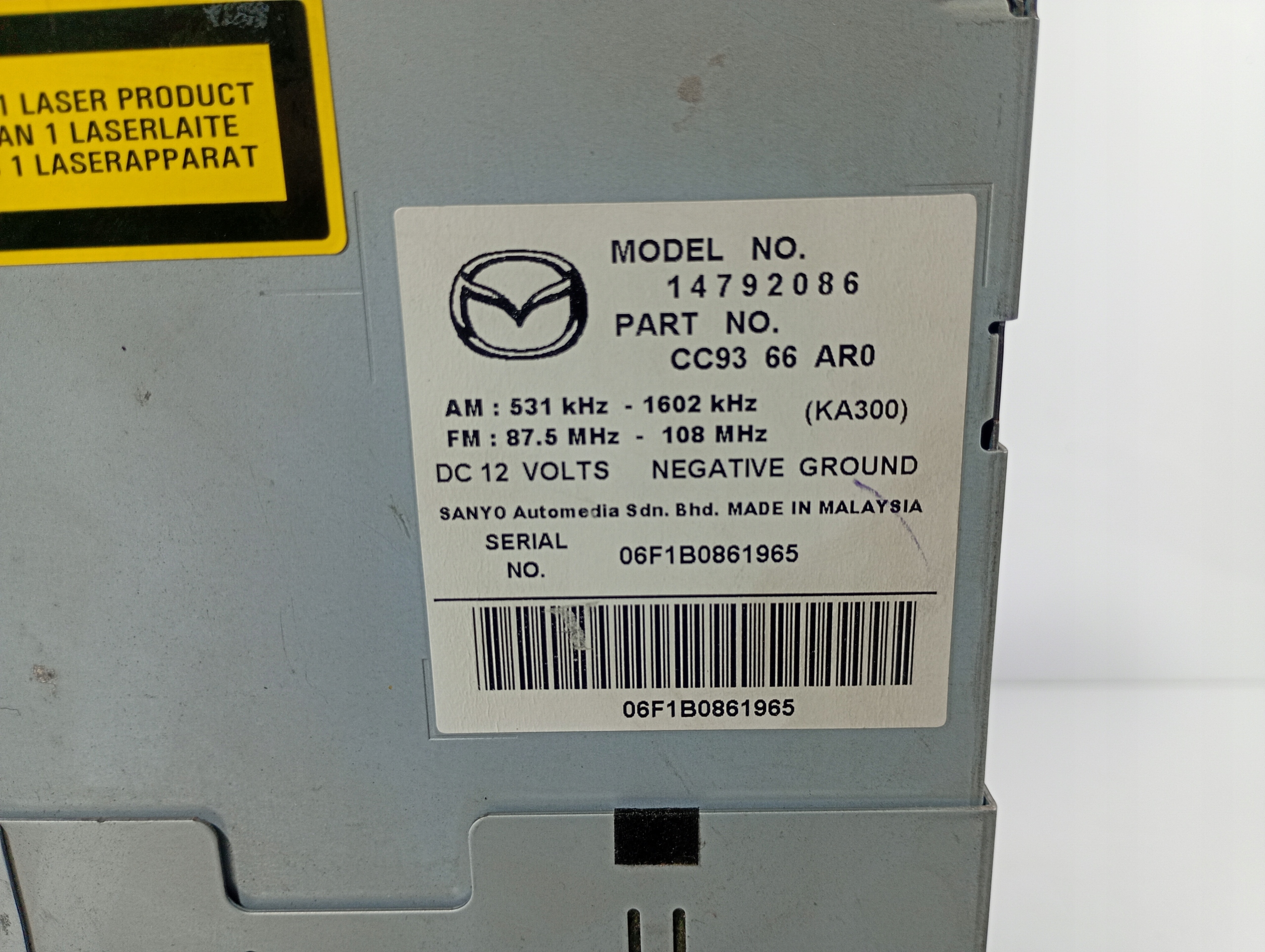 Mazda 5 V 05-10 RADIO CD does not have kodu OE CC9366ARO