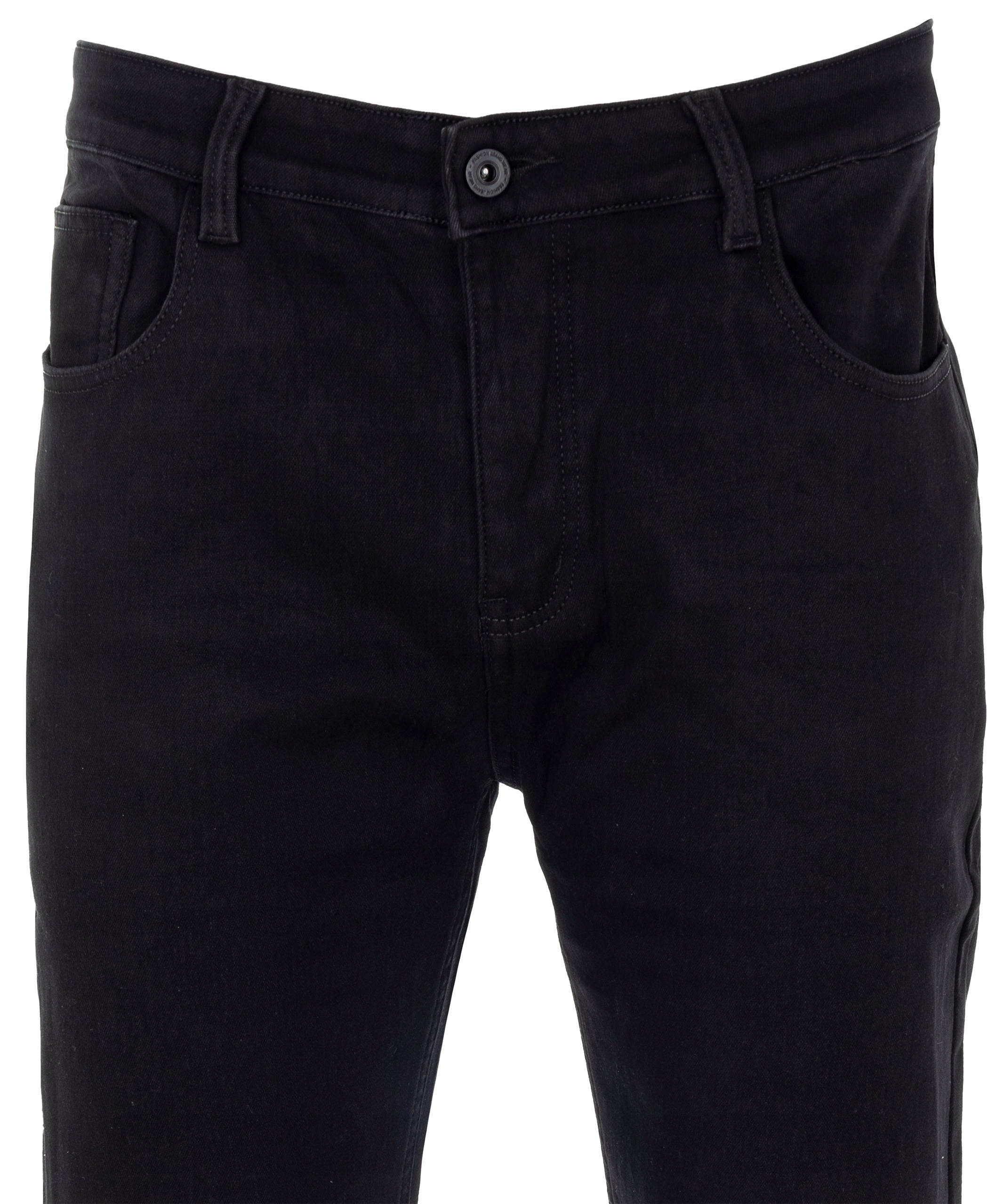 SPODNIE MĘSKIE OCIEPLANE JEANSOWE CZARNE PROSTE BAWEŁNA W37 Zapięcie zamek