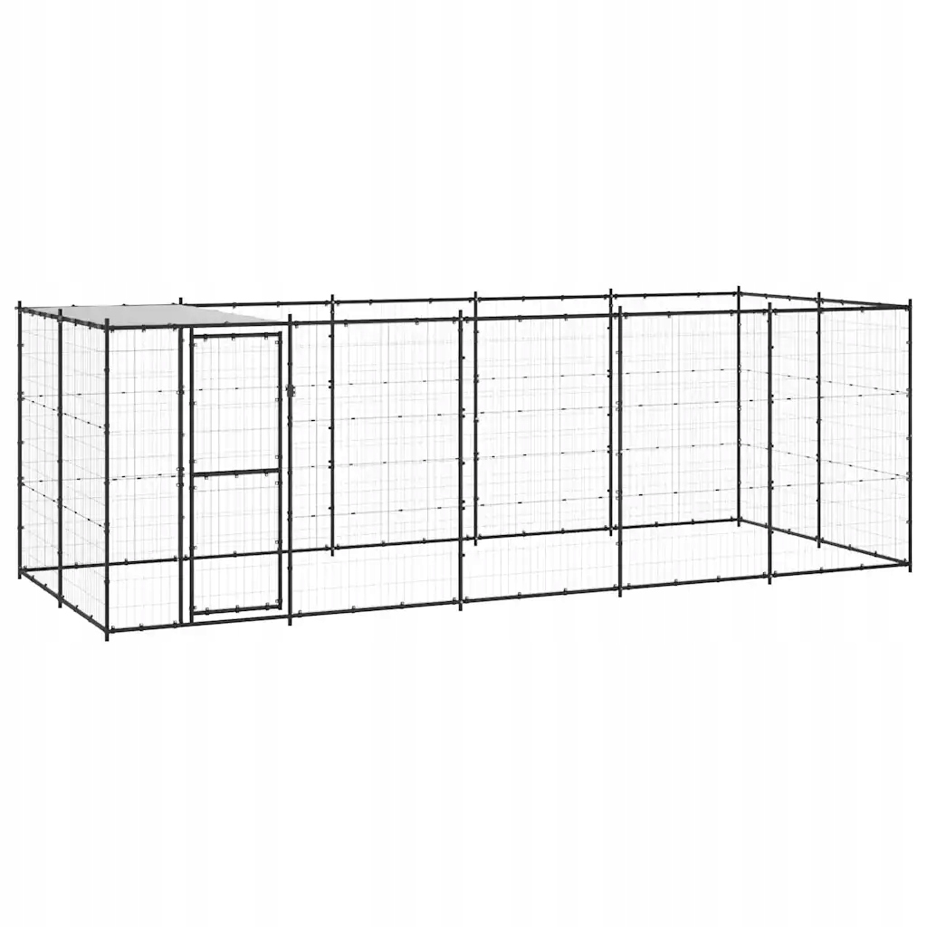 Levně Venkovní psí kotec se střechou ocel 12,1 m² Černý 3082294