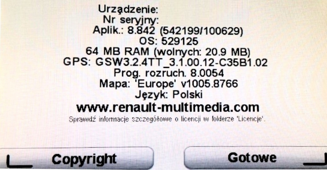 Nowa mapa Europa i radary Renault Carminat TomTom (karta SD) Kod producenta 259206279R