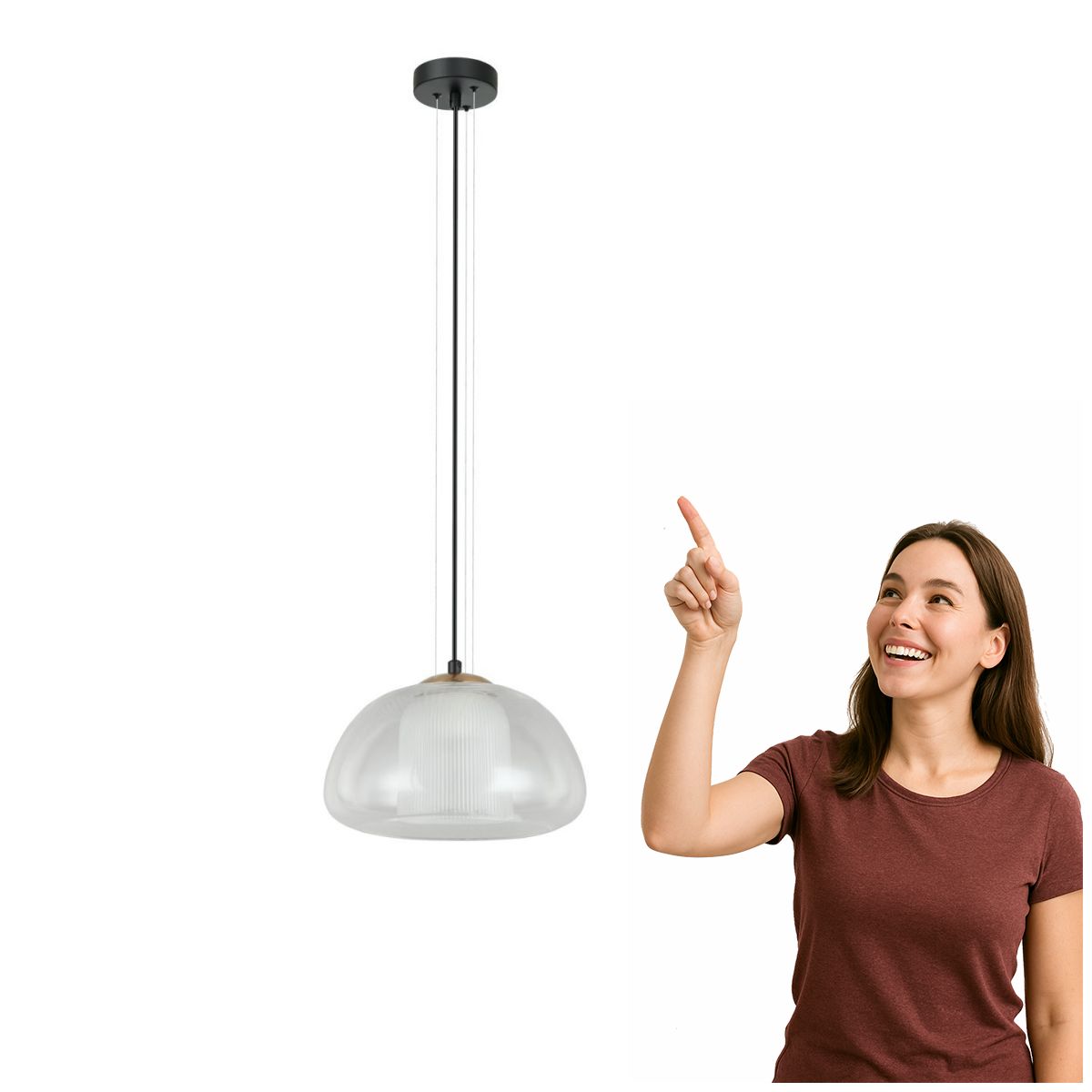 Závěsná lampa Feder černá do obývacího pokoje Italux