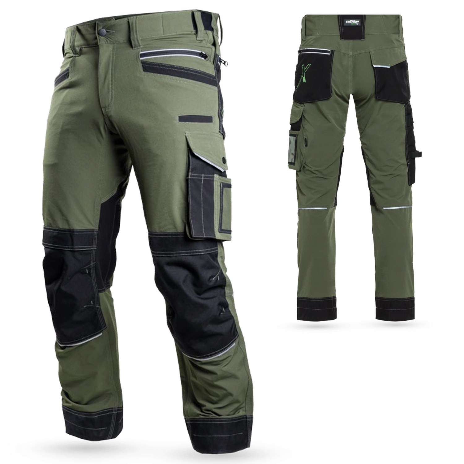 Spodnie Robocze Do Pasa Stretch Line Oliwka XXXL-60 Powermax S-79306