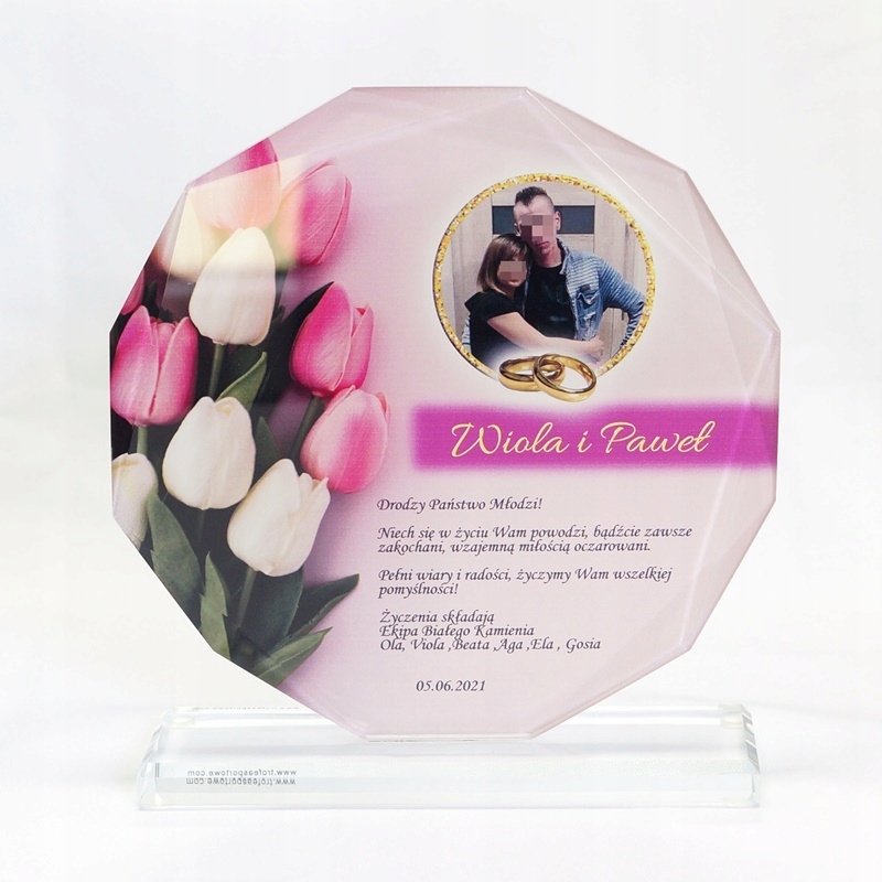 Skleněná soška s fazetami Barevný Potisk 19 cm