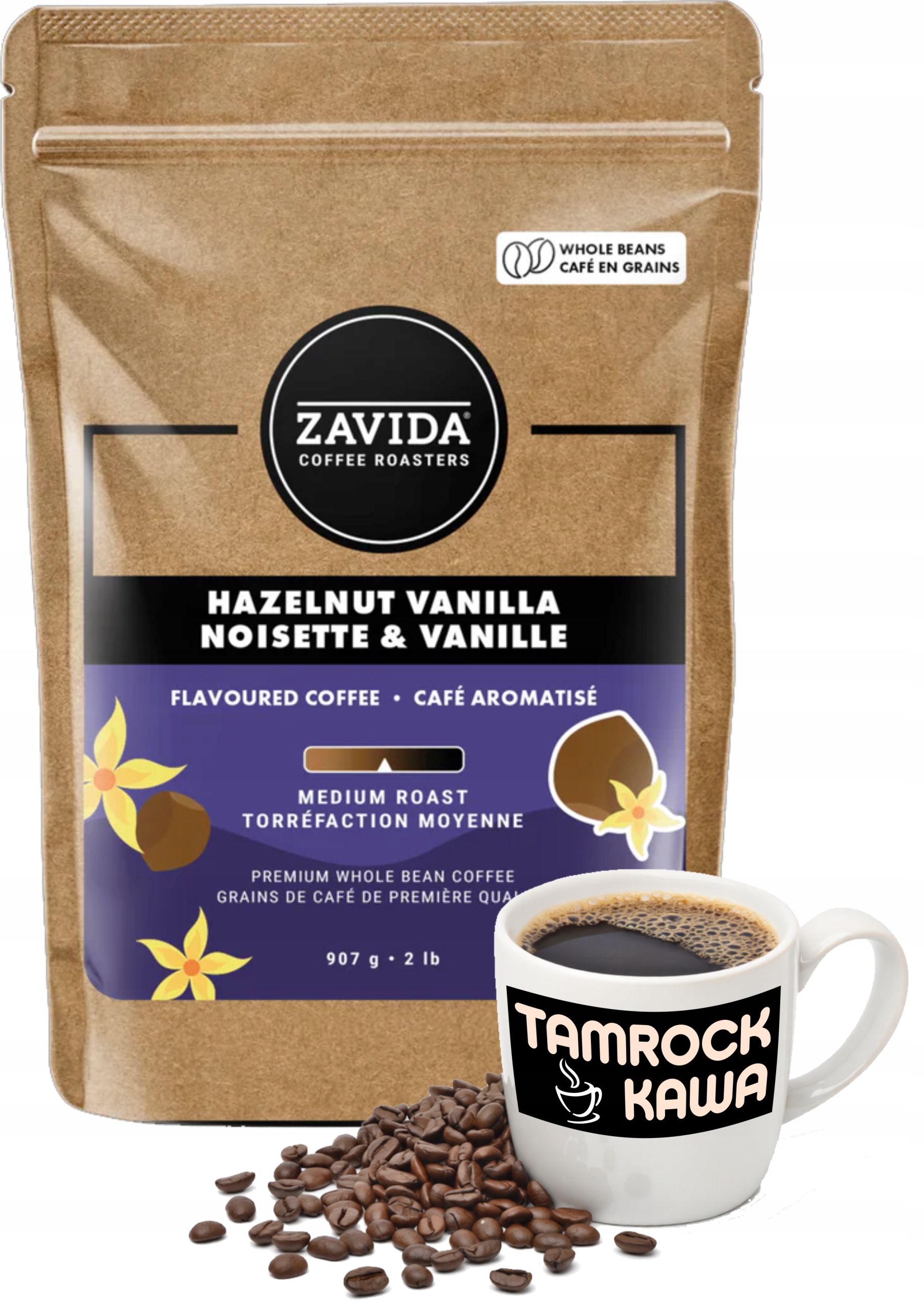 Kawa Zavida 907 g Ziarnista waniliowa Orzechowa