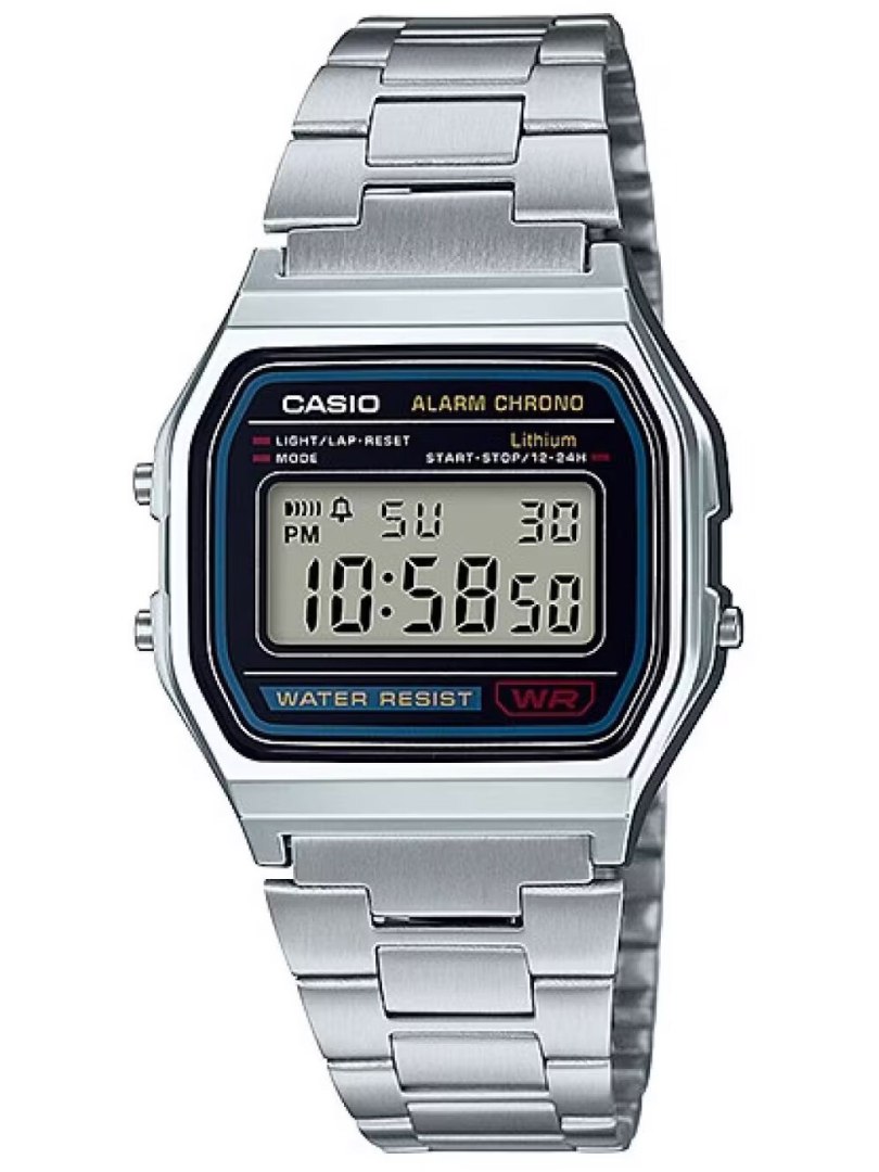 Pánské Hodinky Casio Retro Stříbrné A158WA-1D Vintage Kultovní Klasik Box