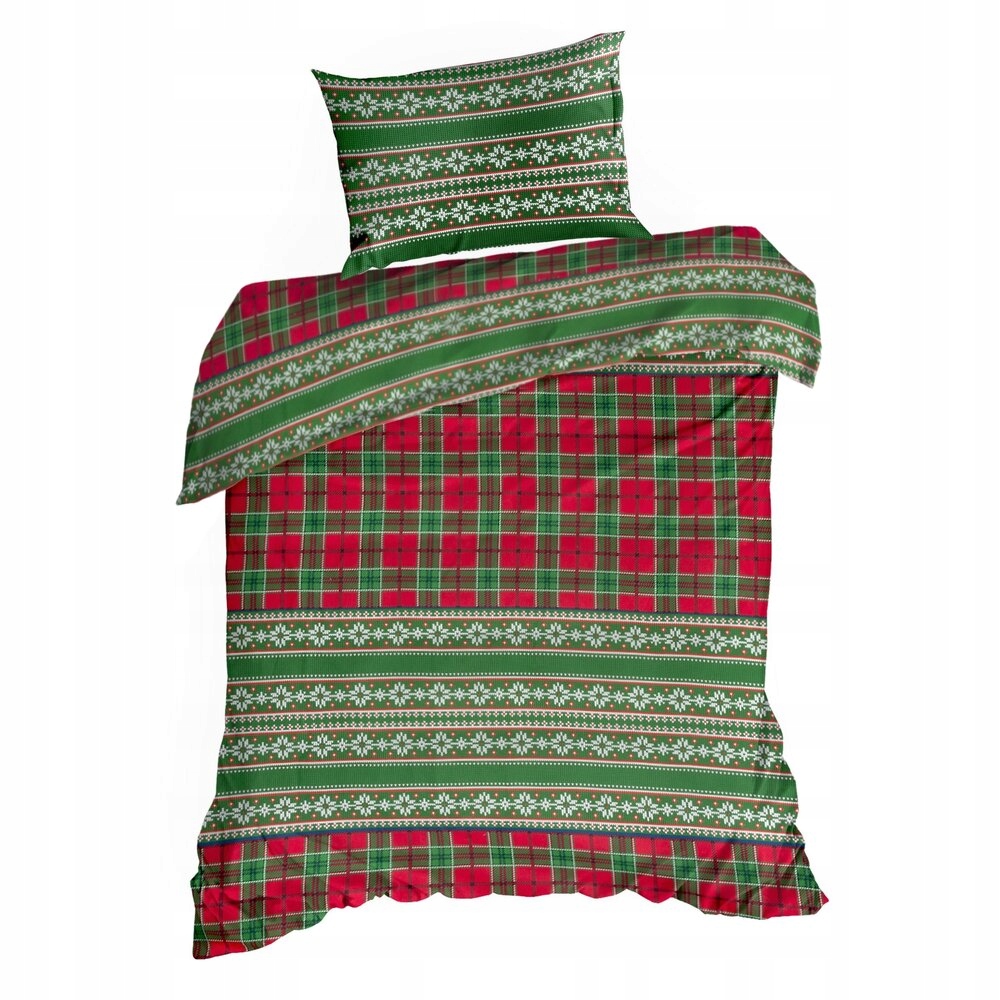Sada povlečení vánoční Aurora 140x200 Eurofirany flanelová zelená mřížka