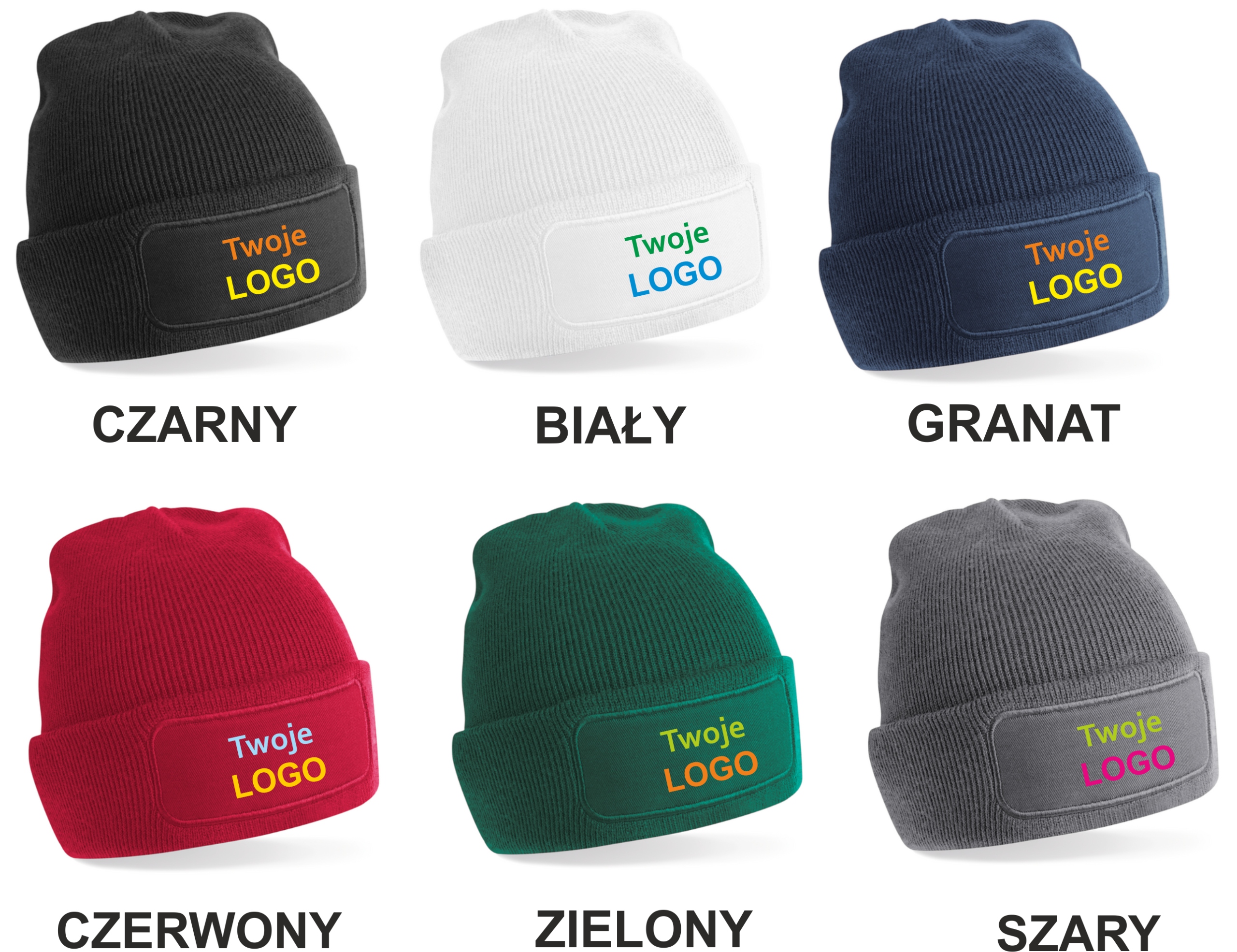 CZAPKA zimowa BEANIE z Twoim Własnym LOGO nadrukiem kolory Kod producenta CZB 6465