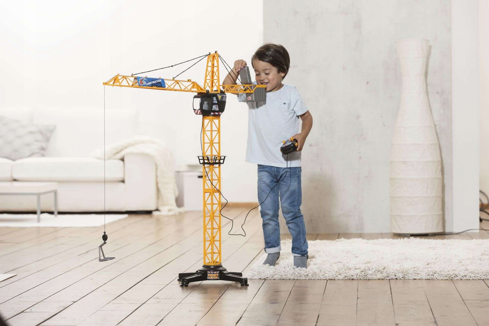 DUŻY DŹWIG ZDALNIE STEROWANY ŻURAW BUDOWLANY DLA DZIECI 100 CM + PILOT Materiał metal plastik